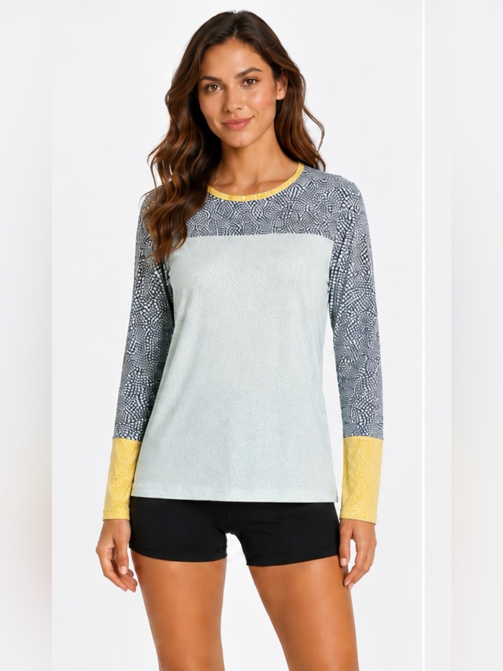 LANDSEND Women's SunShade UPF 50 Long Sleeve Relaxed Rash Guard Swim Tee